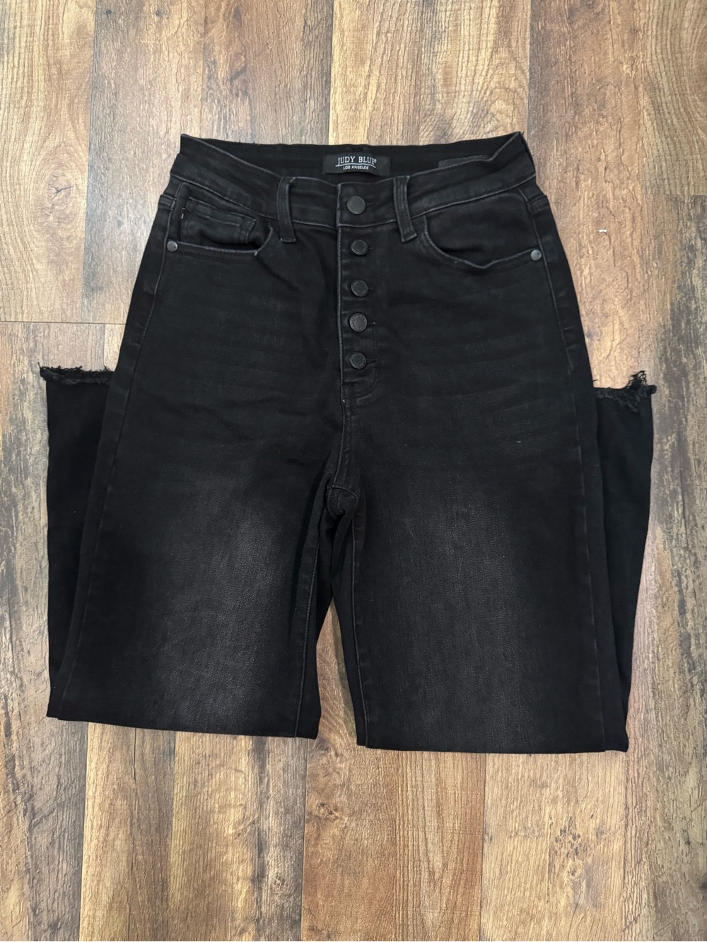 Judy Blue High Rise Wide Crop Jeans Black Button Fly 5/27